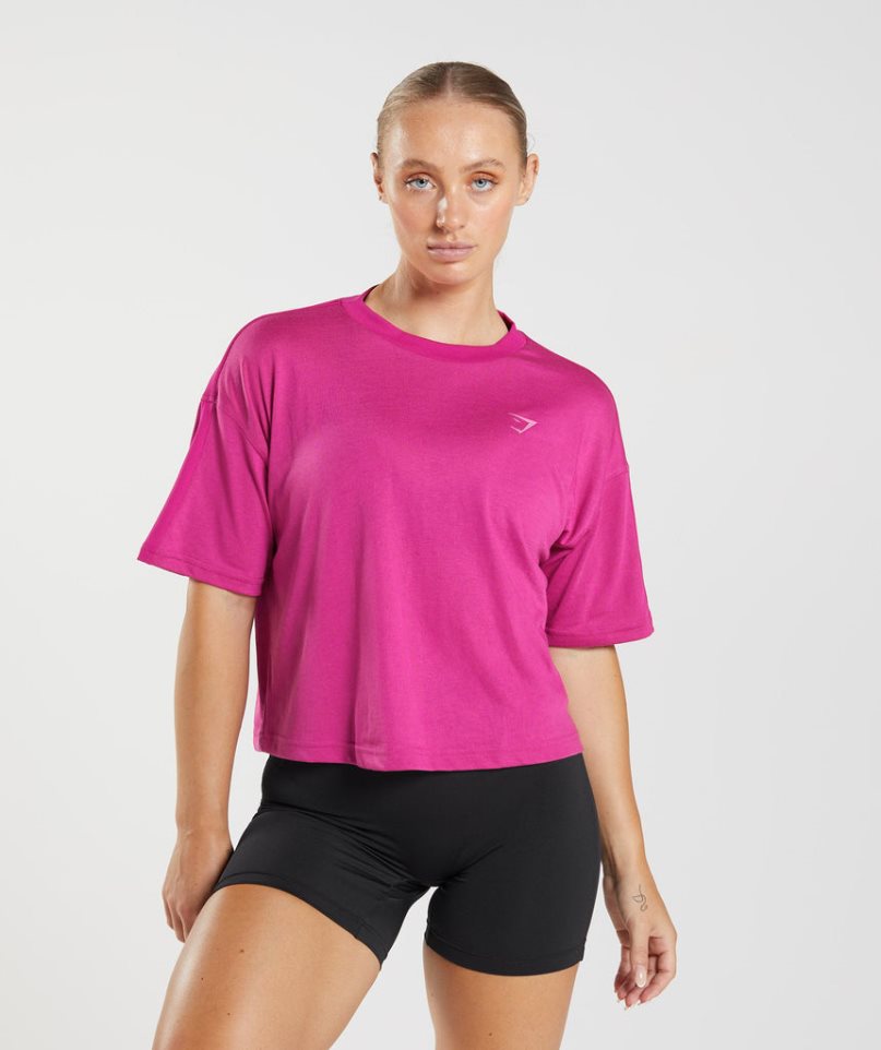 Women\'s Gymshark GS Power Midi Cropped Tops Fuchsia | CA A5603D